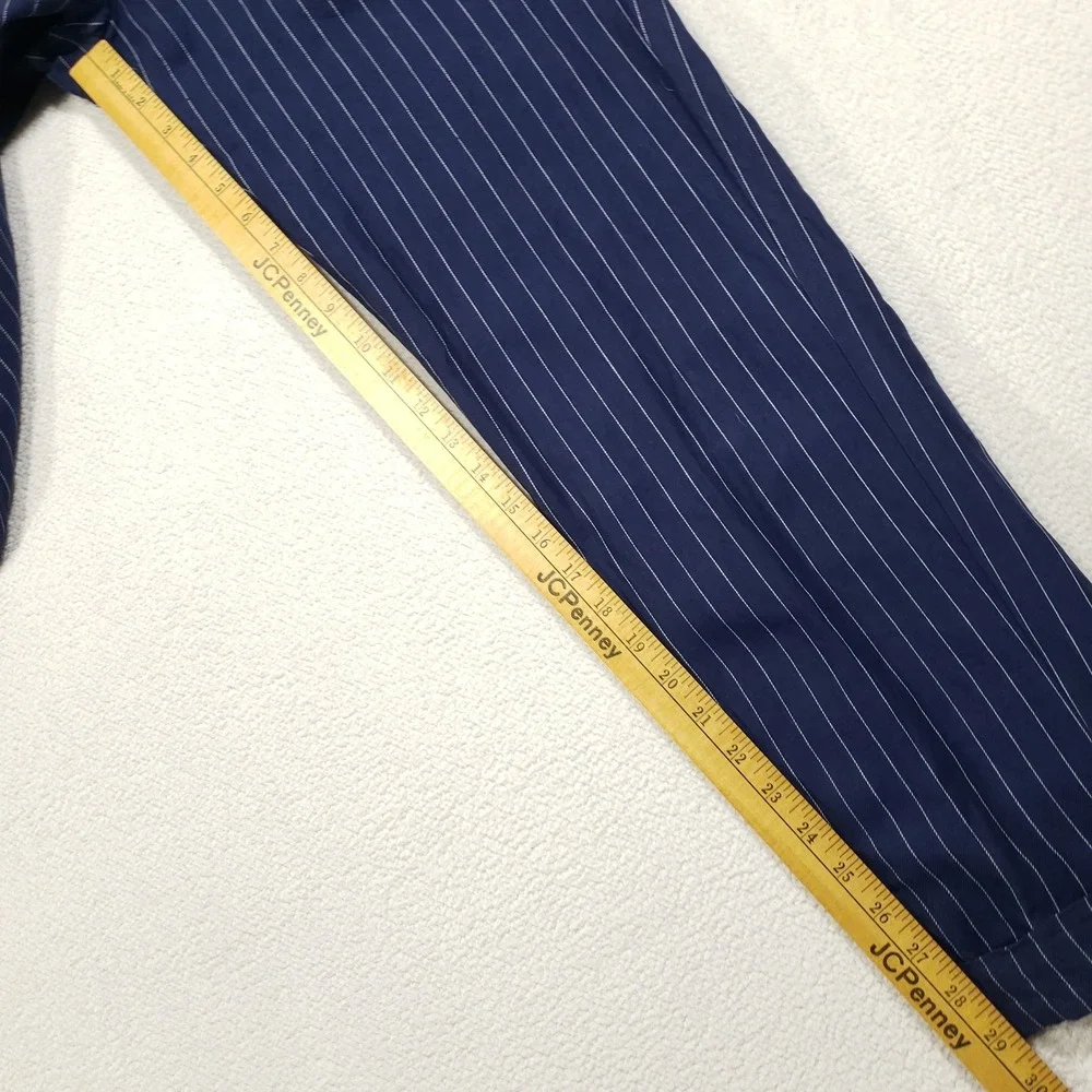 Polo Ralph Lauren Linen Trousers Men 36x30 Navy Blue Blend Pinstripe Dress Pants